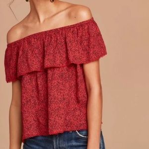 Aritzia Wilfred Promener Floral Ruffle Off The Shoulder Blouse